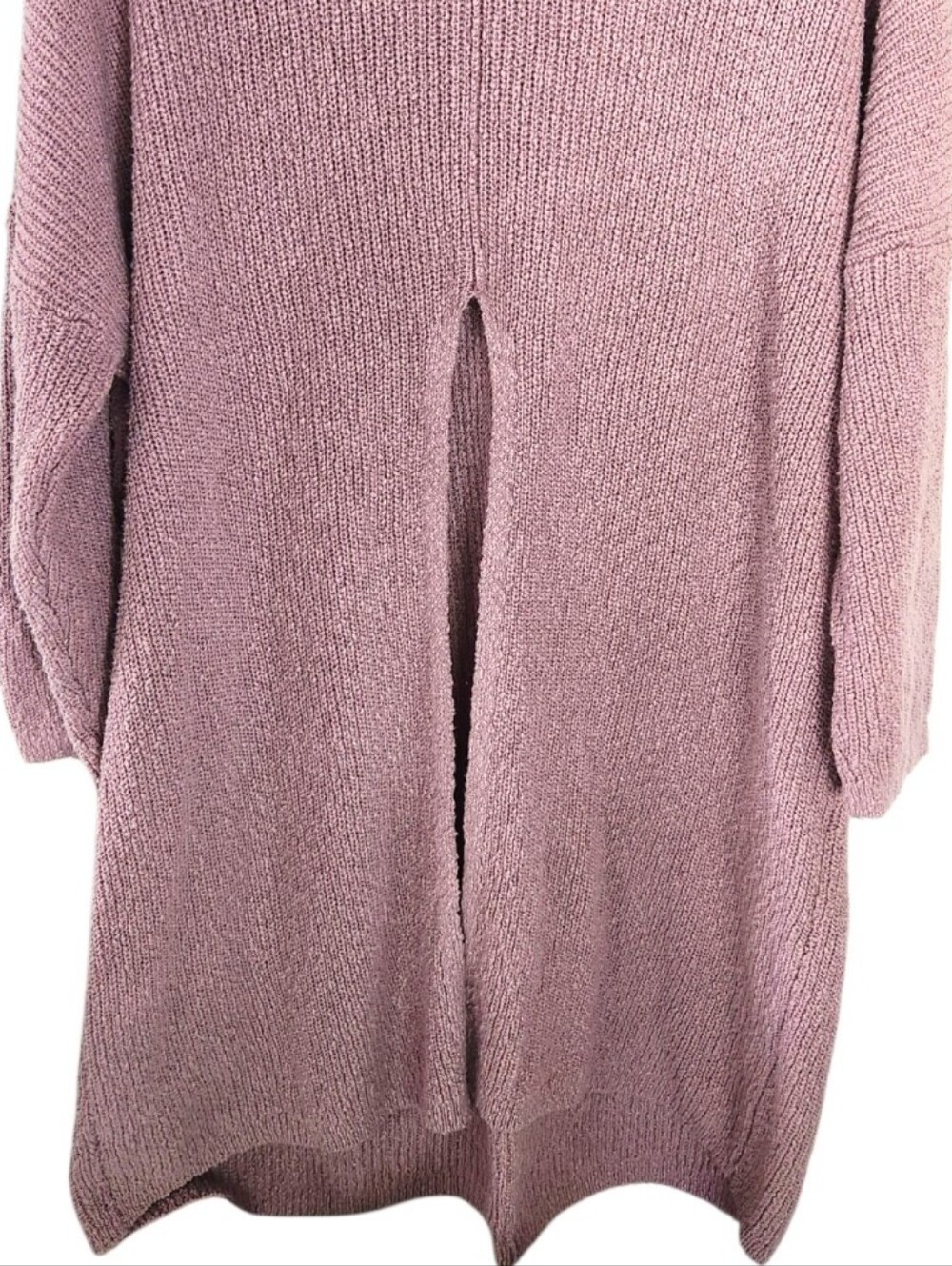 Free People Beach Coco Mockneck Pullover Sweater Burnished Lilac Front Slit LG - Picture 6 of 13